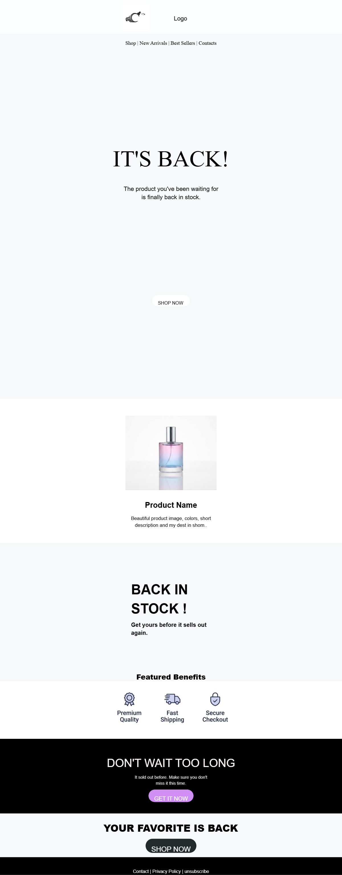 Back in stock preview