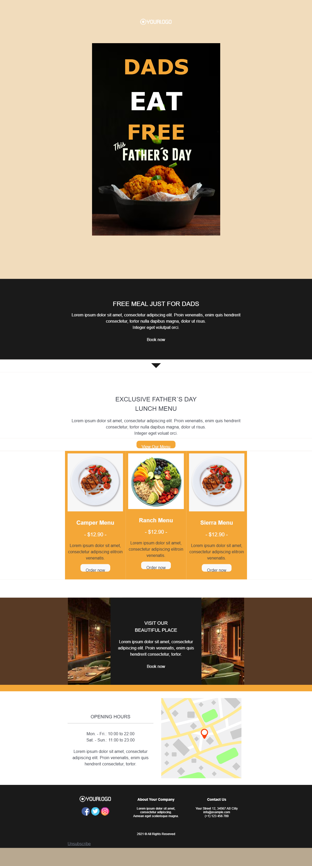 Father's Day Menu