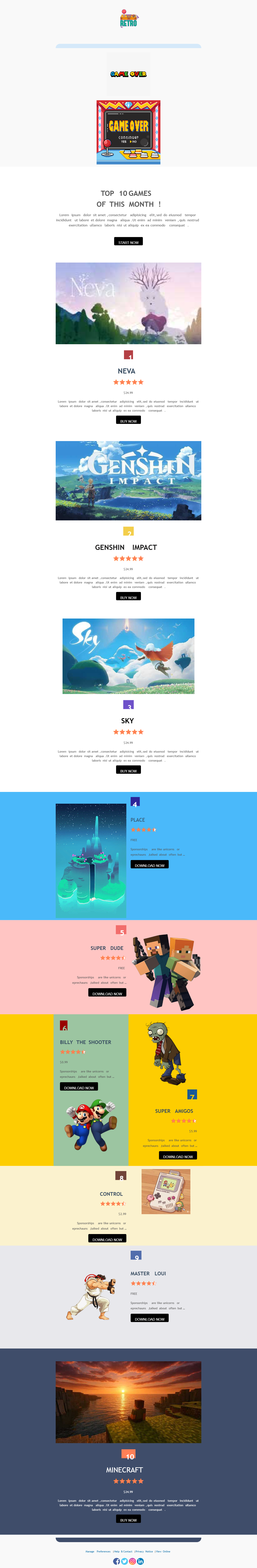 Gaming Email preview